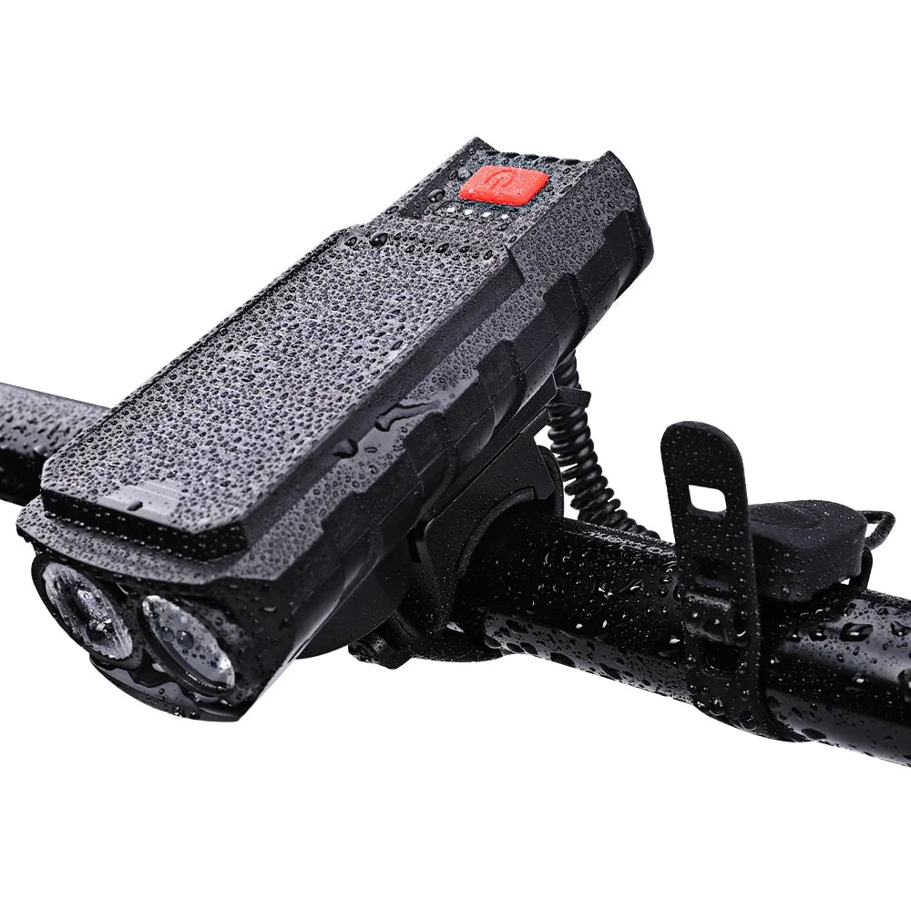 Solar Bicycle Front Light TYPE-C Rechargeable MTB Road Bike Front Light Flashlight 120dB with Horn Flashlight Bicycle Light Oasis Select QD-5201