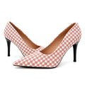 Women Pink Houndstooth Heels 9cm Vintage Plaid Pumps Office Party Shoes Comfortable Non Slip Coquette Ladies Daily Wear Fashion Oasis Select 38 Pink
