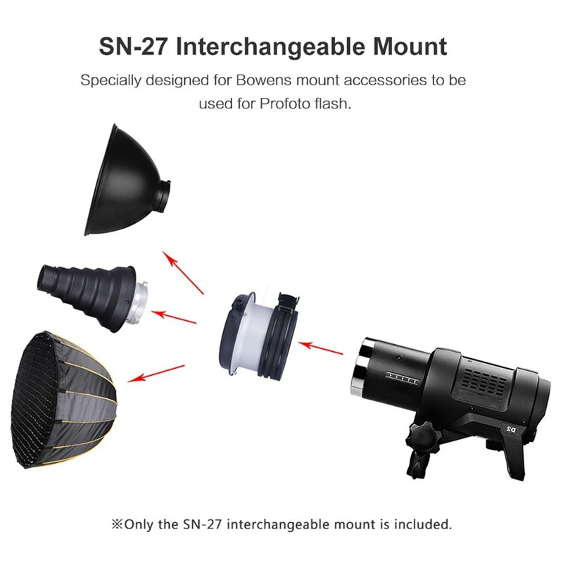 WISH SN-27 Metal Interchangeable Mount For Bowens Mount Accessories To Be Used For Profoto Flash Oasis Select