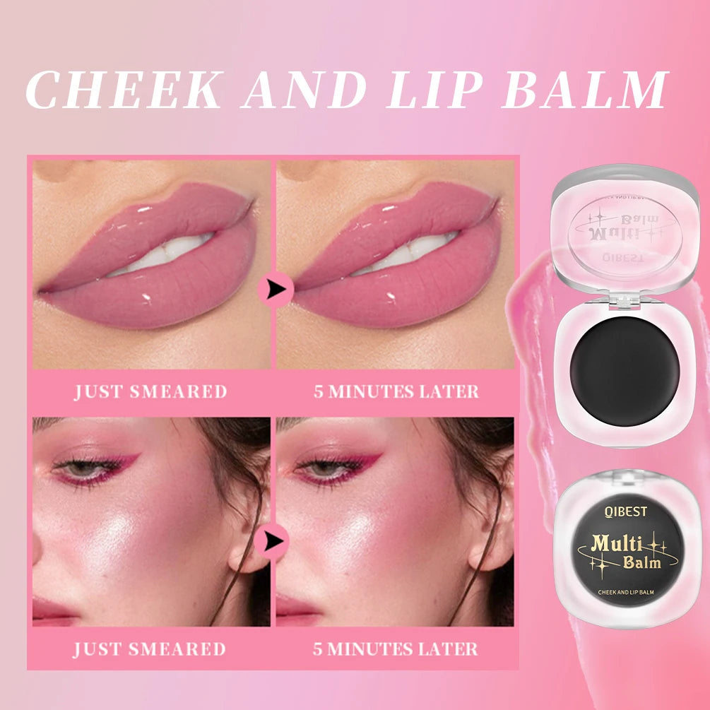 QIBEST 2-in-1 Color-Changing Lip & Cheek Balm | Black to Pink