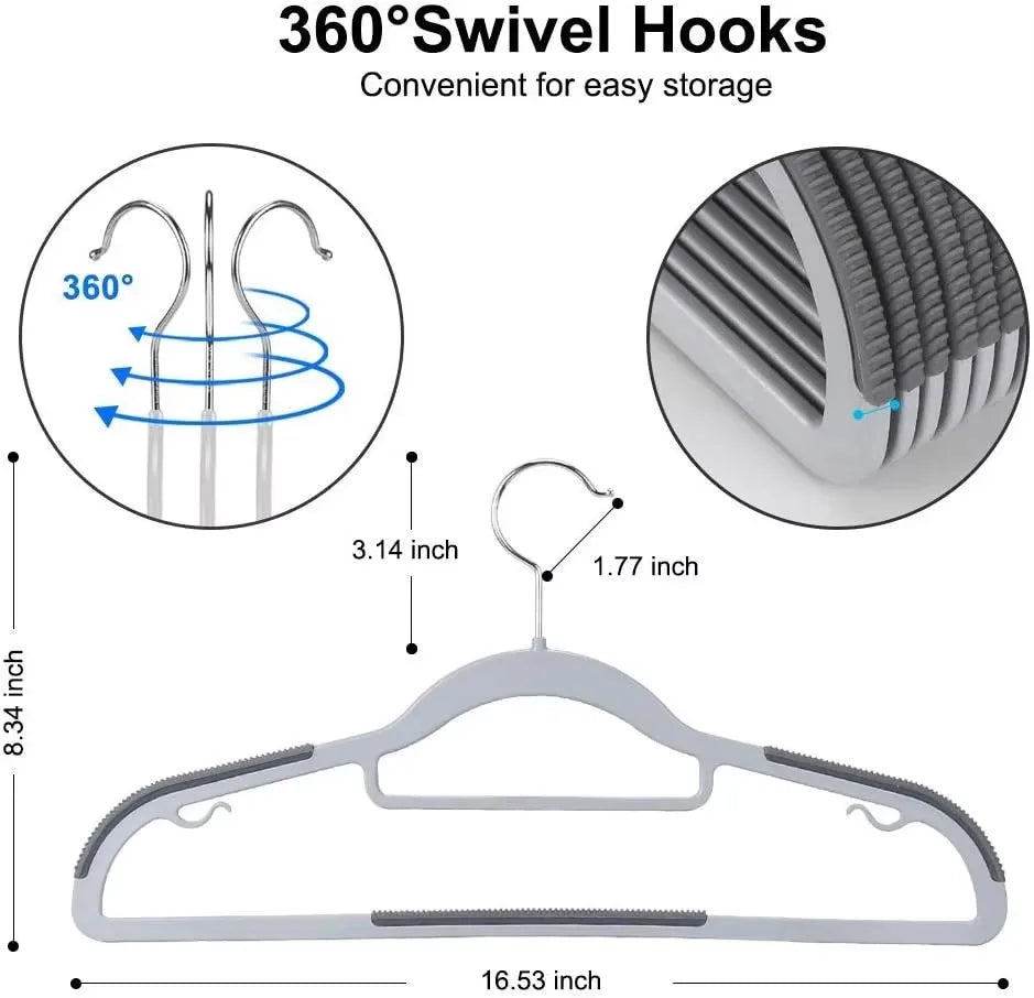 Heavy Duty Anti-Slip Plastic Clothes Hangers – Set of 1–50