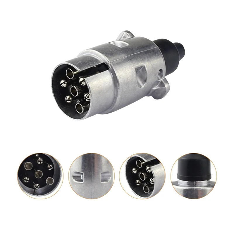 12V 7 Pin Trailer Plug Socket Set Aluminum Alloy Plug Trailer RV Plug Socket Car Trailer Coupling Connector EU Plug Oasis Select