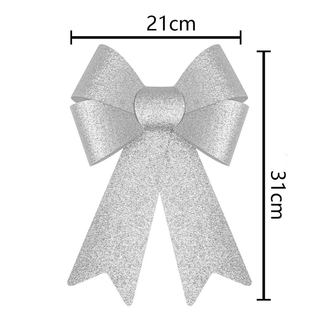 Christmas Bow Red Gold Xmas Tree Large Bowknot For Home Decoration Wedding Navidad New Year Party DIY Hanging Decor Oasis Select Sliver-21x31cm
