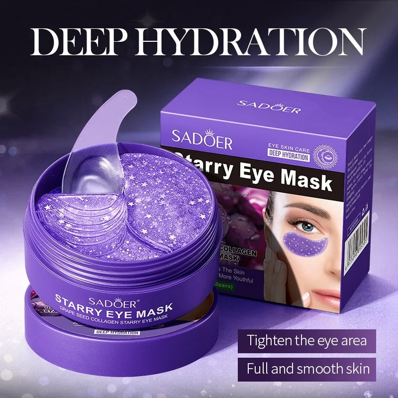 SADOER Grape Seed Collagen Eye Mask – 60 Pcs, Hydrating Collagen Eye Mask Oasis Select