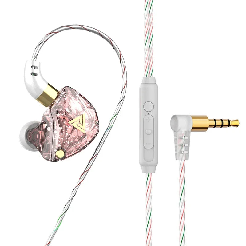 QKZ CK5 FiLe Wired Earphone with Microphone HiFi Music Earphone Professional Gaming And Sports Noise Cancelling Headphones Oasis Select QKZ SK8 Pink