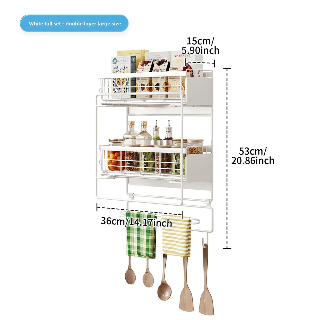 Magnetic suction pull refrigerator rack Multifunctional magnetic seasoning rack Kitchen roll paper rack Refrigerator side Oasis Select Double Large QT
