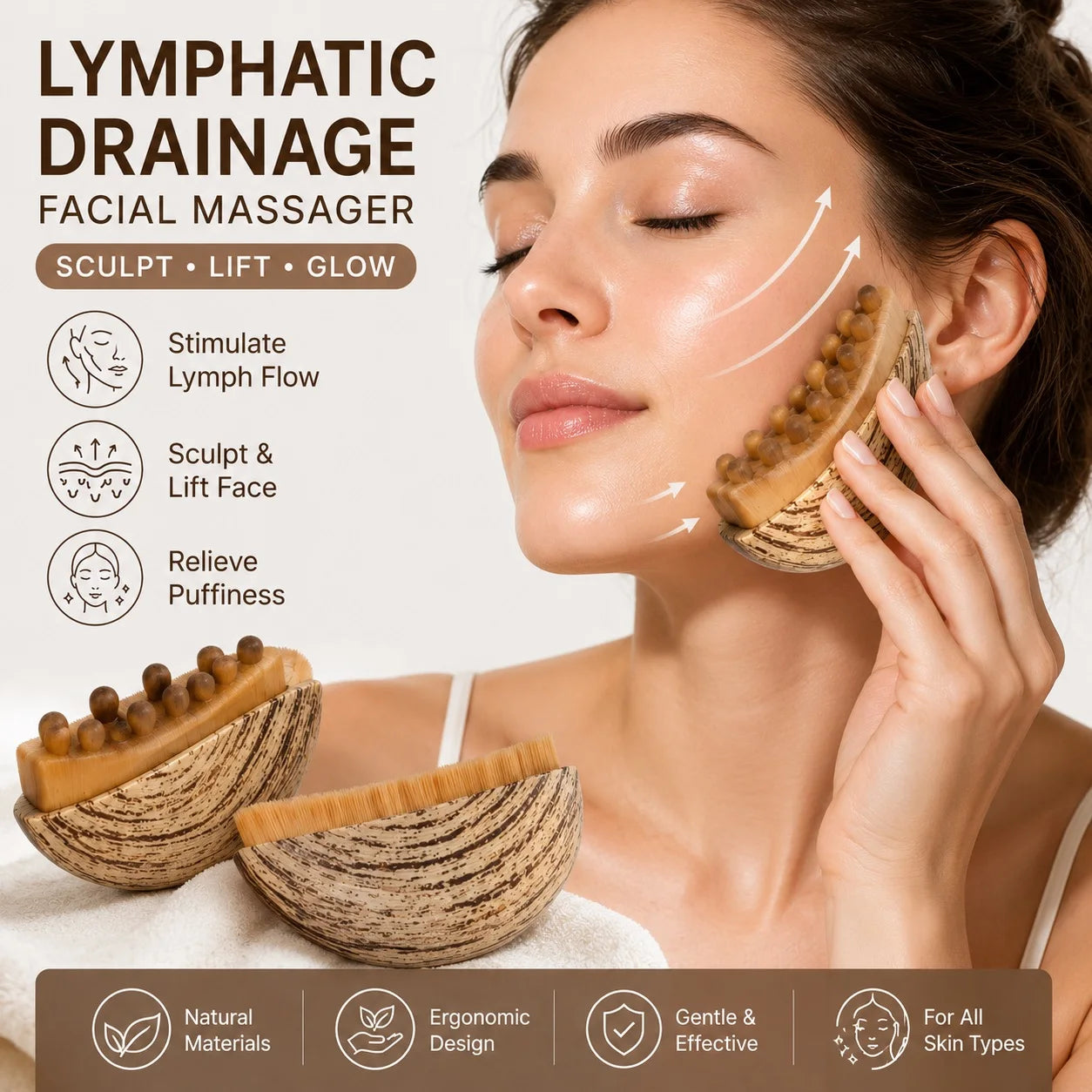 Lymphatic Contour Face Brush – Gua Sha Massager & Sculpting Tool Facial Massage Tool Oasis Select