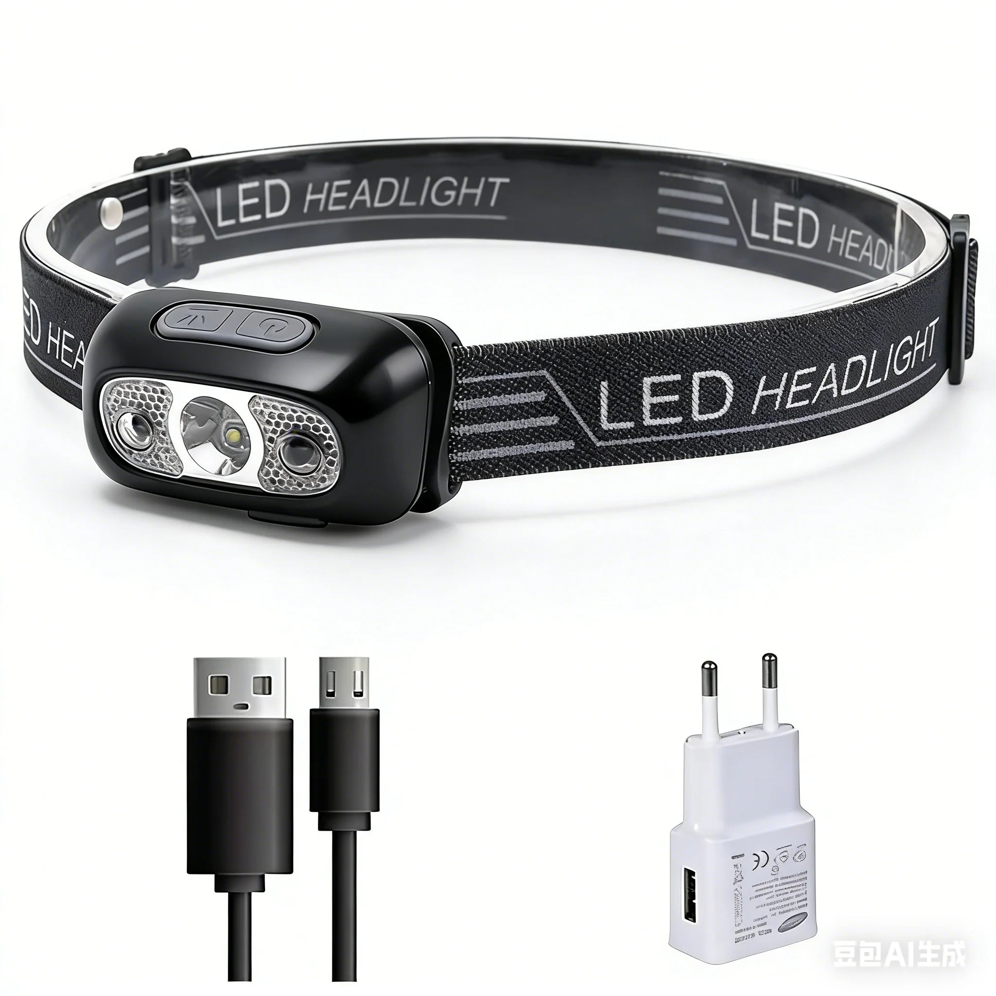 Mini Ultra-bright Sensor Industrial Headlamp Portable LED Headlight USB-C Rechargeable Flashlight for Outdoor Camping Fishing Oasis Select 1PCS-EU