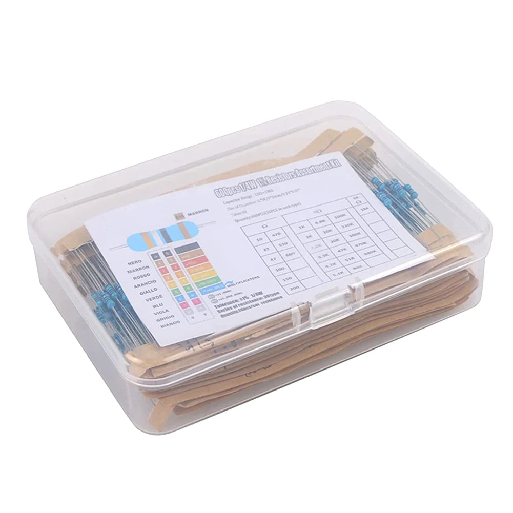 300/600pcs Metal Film Resistor Kit – 30 Values 1% 1/4W 10R–1M Resistor Assortment Kit Oasis Select 600PCS Box United States