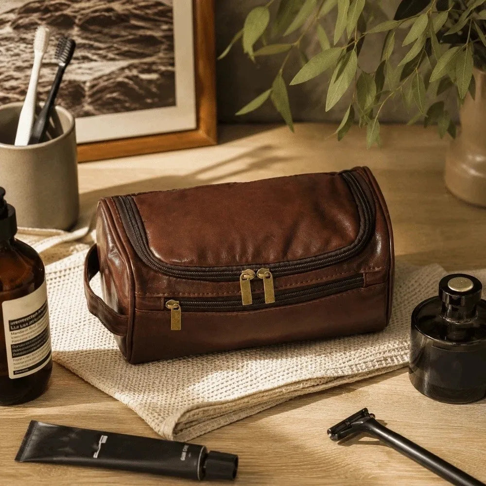 PU Leather Travel Cosmetic Bag – Waterproof Makeup Organizer