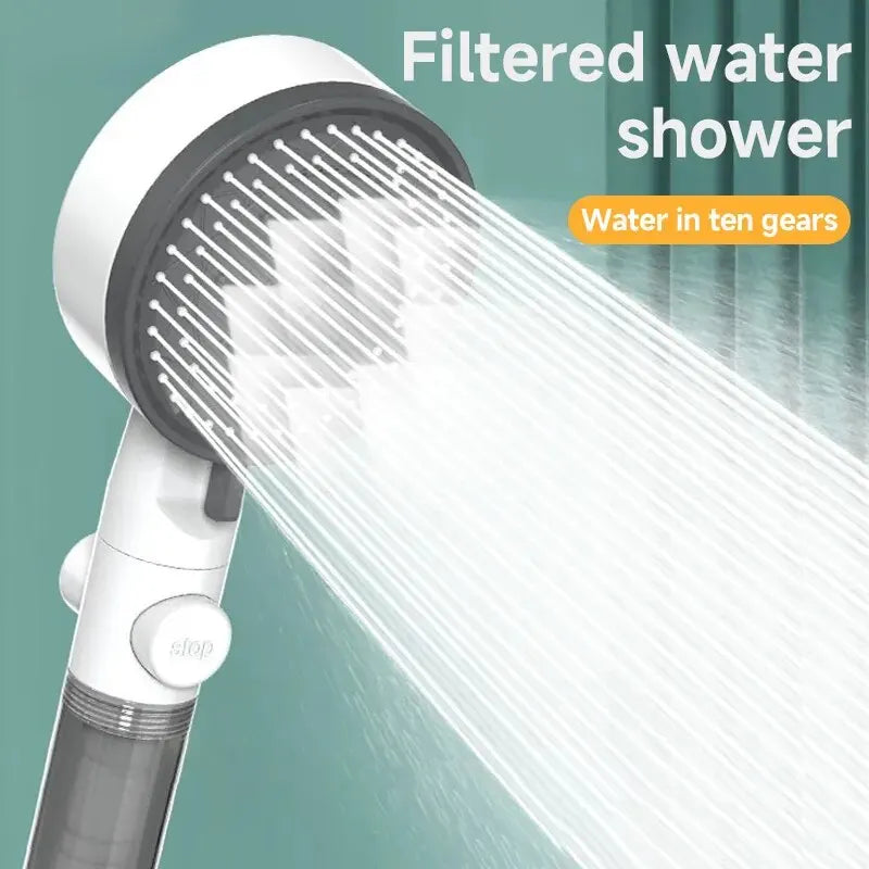 High Quality 8 Mode Shower Head Water Filter Adjustable High Pressure Shower Portable One-Key Stop Shower Bathroom Accessories Oasis Select