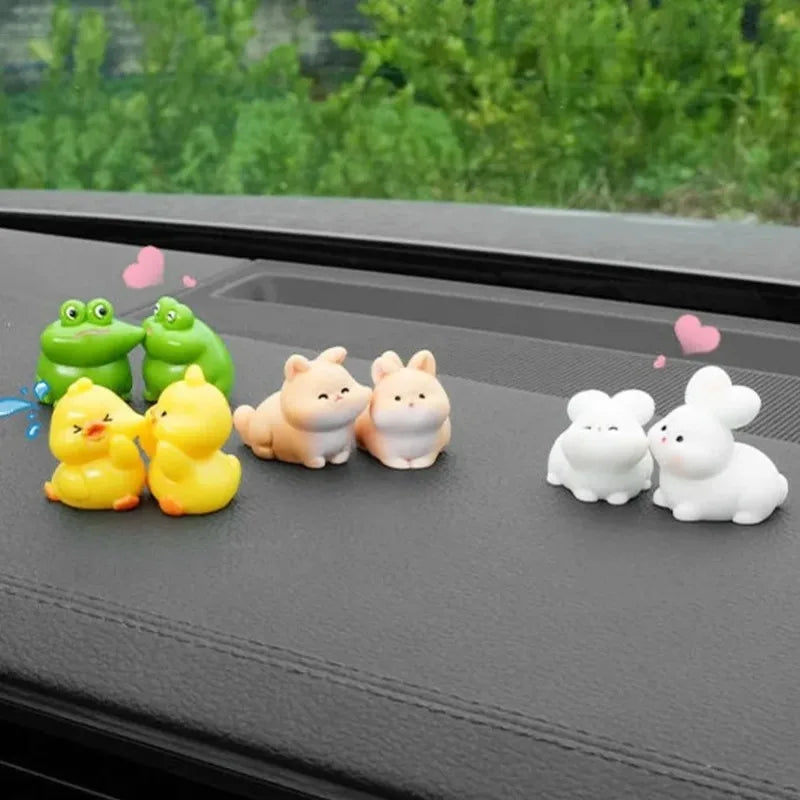 Kiss Face Rabbit Kitten Doll Car Decor Funny Resin Ducks Frogs Figurines Car Interior Dashboard Cute Car Accessories Oasis Select