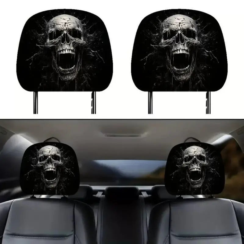 2pcs Face Printed Car Pillowcase Soft Comfortable Decorative Cushion Cover Auto Seat Headrest Washable Polyester Fabric Oasis Select A3