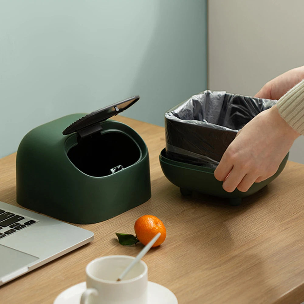 Cute Ninja Mini Desktop Trash Can with Lid | Small Plastic Bin