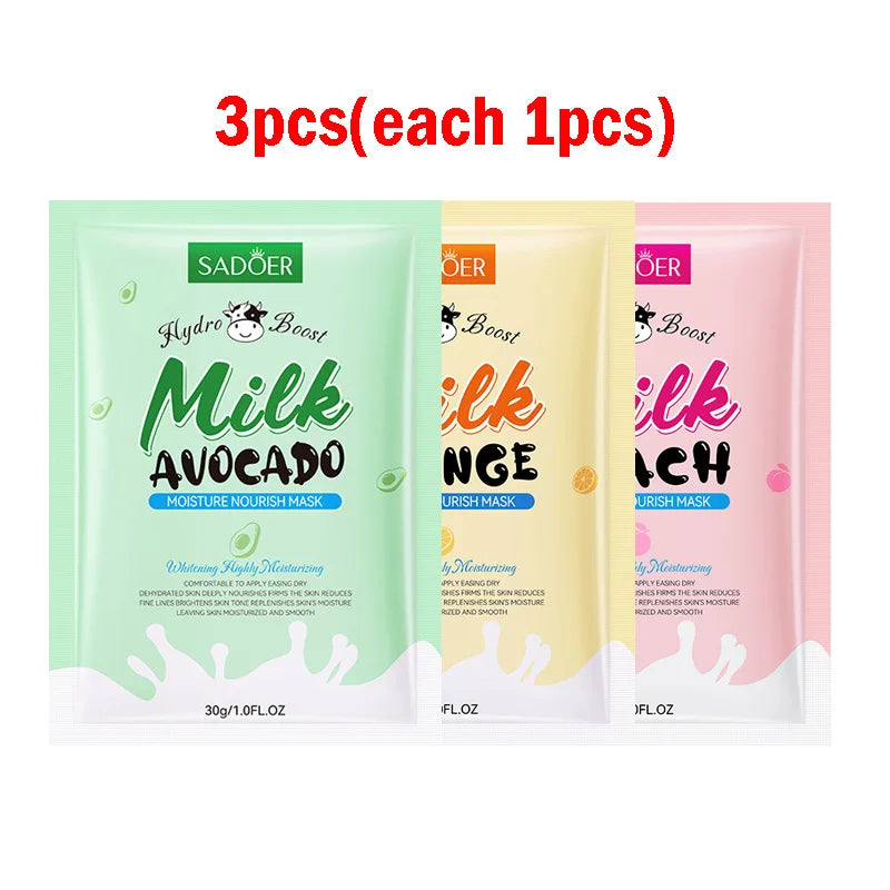 SADOER Vitamin C Avocado Sheet Masks – Hydrate & Brighten Face Sheet Mask Oasis Select each 1pcs