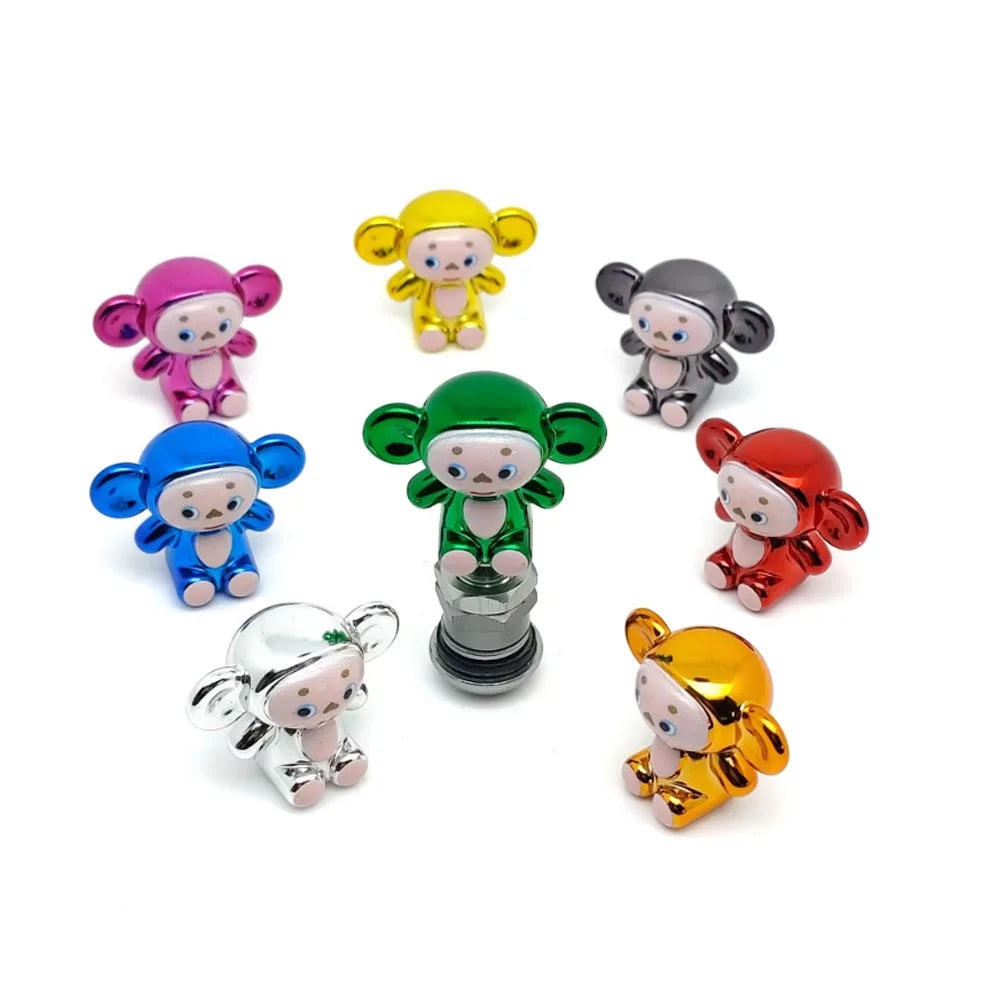 Tire Valve Stem Cap Cute Cartoon Monkey Tire Valve Stem Cover for Bikes Corrosion-Resistant Tire Cap Cover for Cars Motorcycle Oasis Select