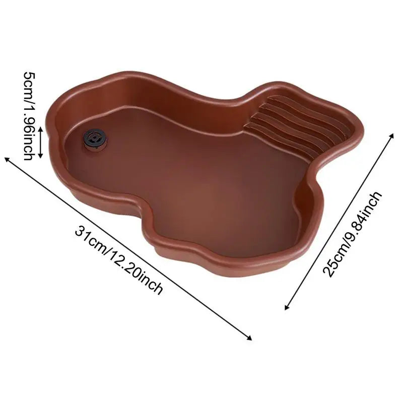 Turtle Feeding Dish Reptile Bathing Pool With Ramp And Basking terrace Aquarium Ornament For Turtle Bearded Dragon Gecko Yard Oasis Select