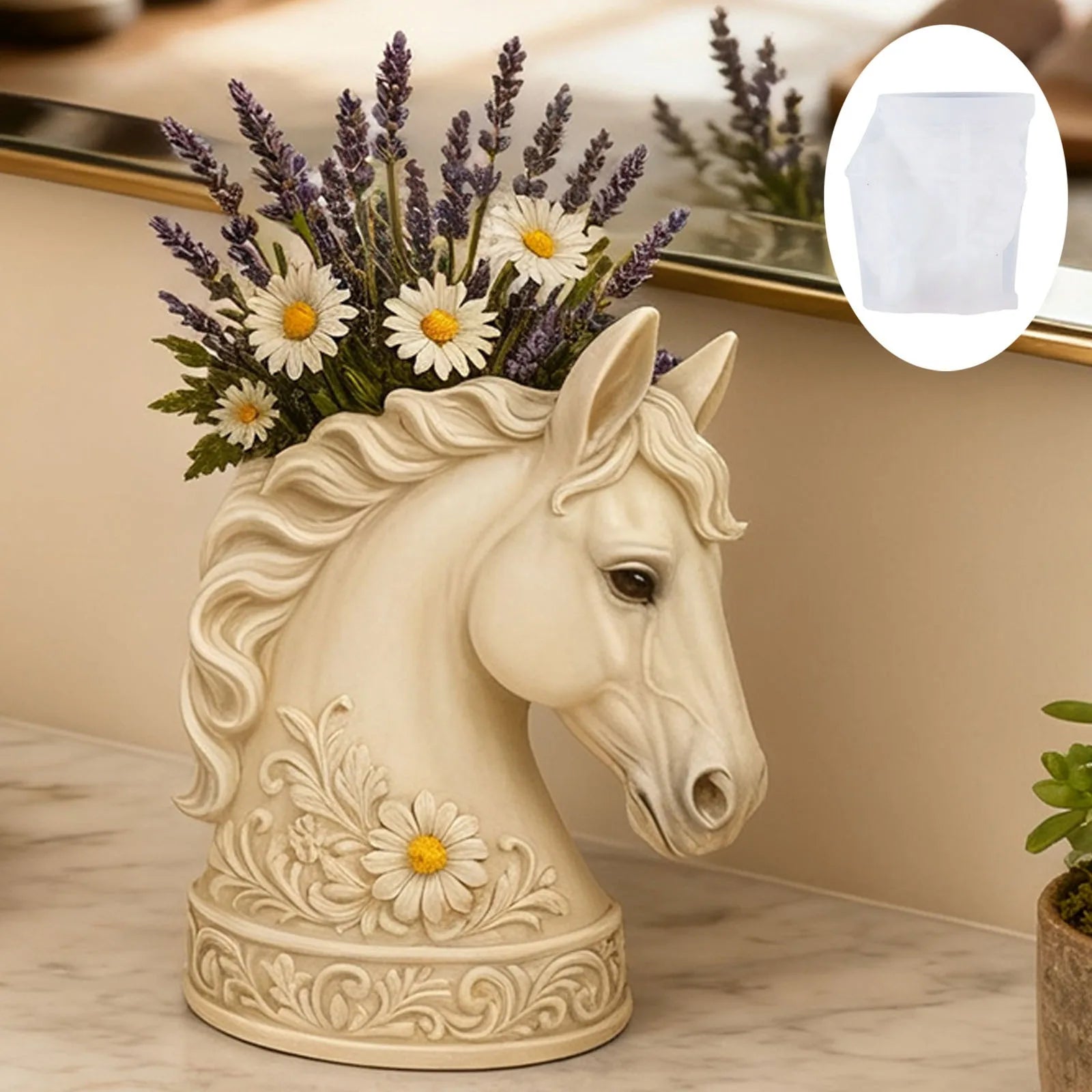 Horse Aromatherapy Candle Cup Silicone Mold DIY Handmade Concrete Gypsum Storage Box Plant Flowerpot Mold Oasis Select