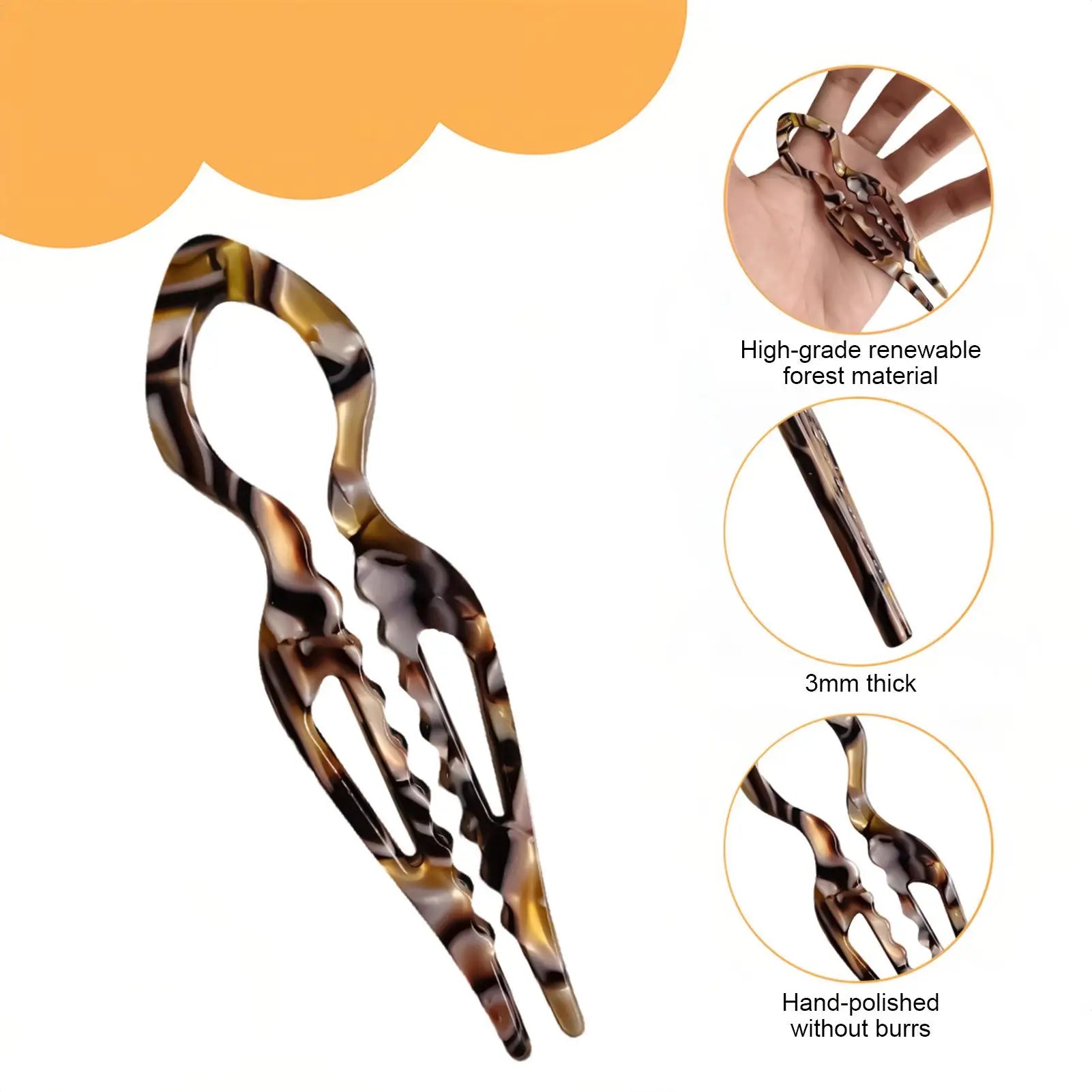 4Pcs U Shaped Hair Stick Vintage French Hair Pin Women Acetate Hair Accessories Diy Retro Hairstyle Tool New Hair Clips Oasis Select