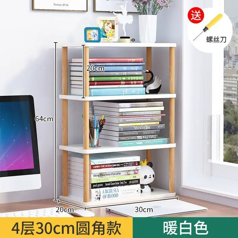 Minimalist Wooden Desktop Bookshelf | Multi-Layer Desk Organizer