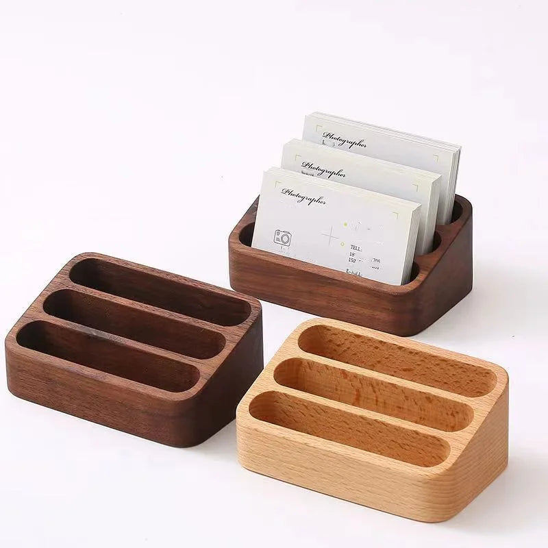 1pcs Wooden Business Card Box Creative Desktop Large Capacity Display and Storage Front Desk Business Card Holder Oasis Select