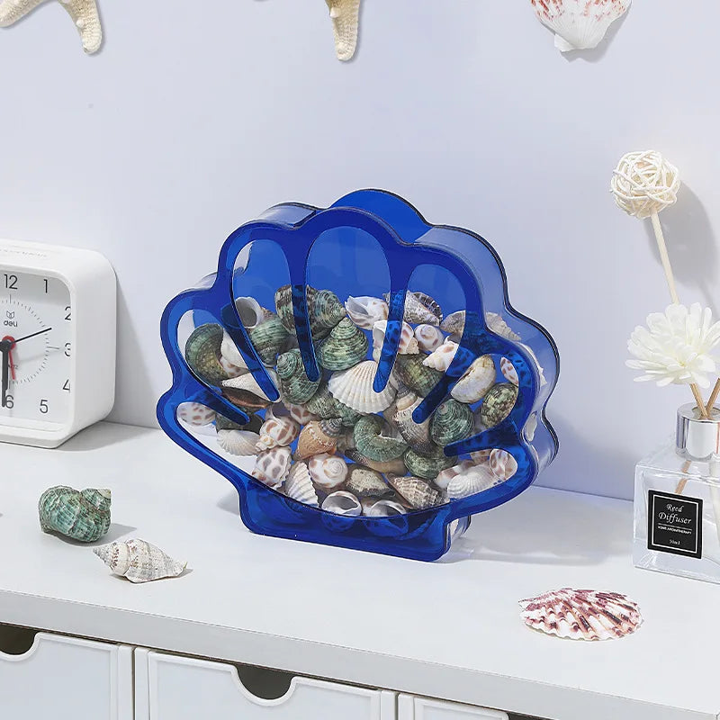 Coin Jar Creative Seashell Storage Box Desktop Organizer Colorful Clear Acrylic Box For Desktop Collection Display Gift Oasis Select