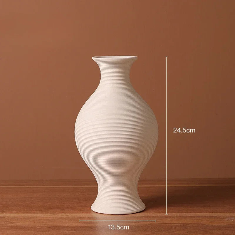 Modern simple white ceramic vase decoration flower arrangement living room TV cabinet home decoration flower device Oasis Select D Brushed vase