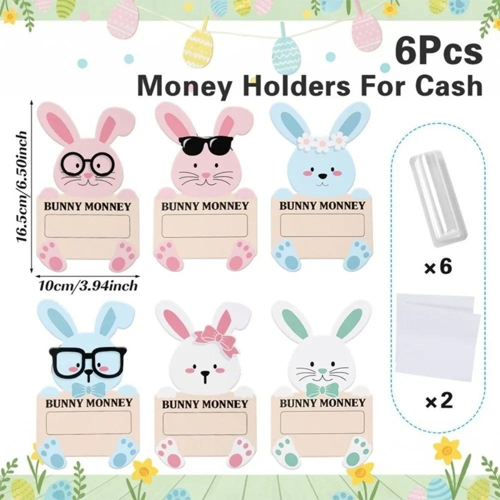 6-Pack Easter Bunny Cash Holders | Cute Cartoon Money Wallets