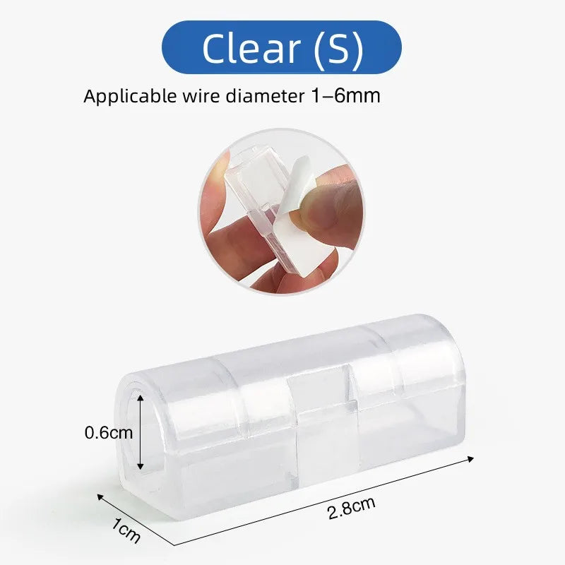 USB Cable Organizer Clips Wire Winder Holder Earphone Mouse Cord Clamp Protector Management Adhesive Hooks Desk Home Supplies Oasis Select 20PCS Clear S