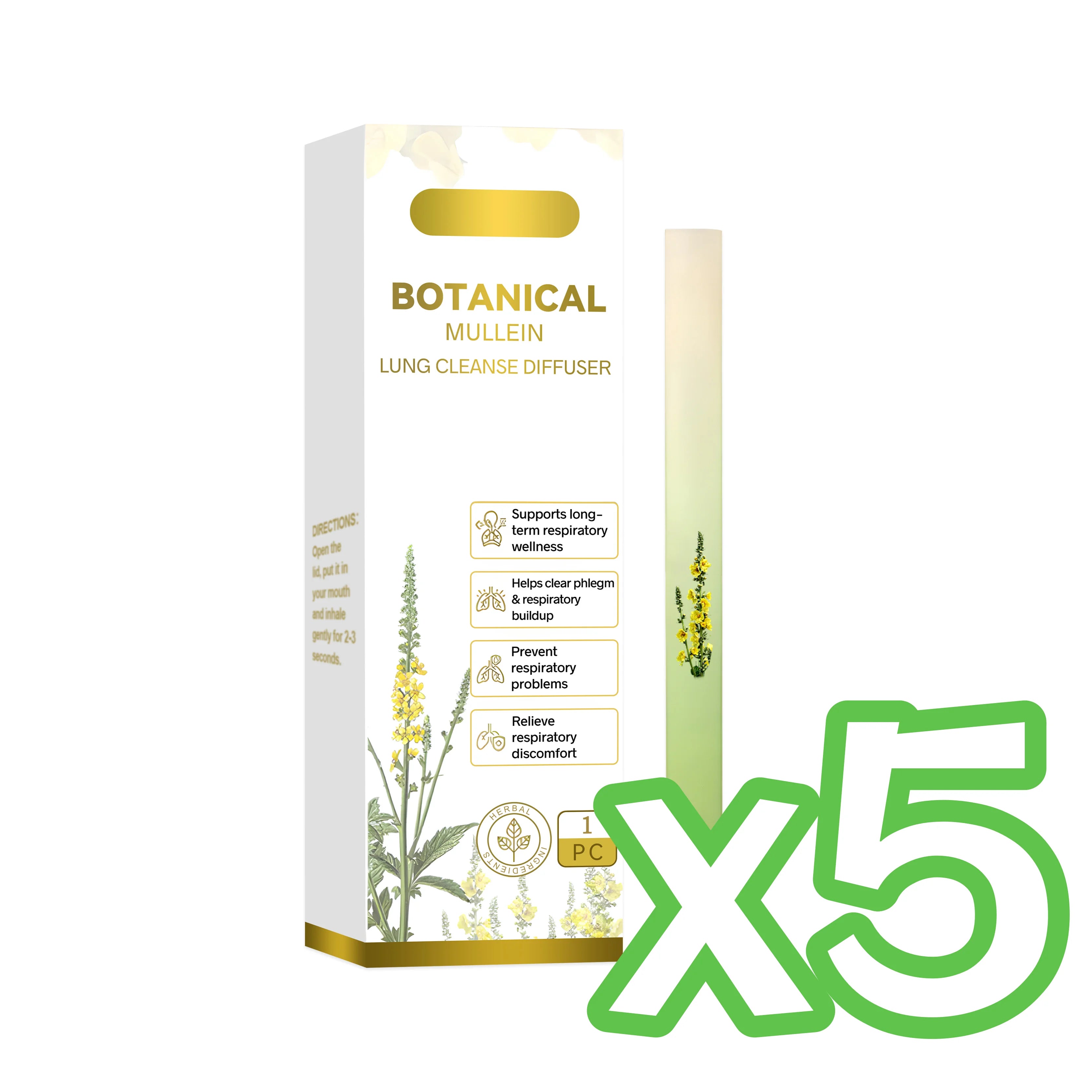 Herbal Lung Cleansing Inhaler Stick Refresh Mind Relief Fatigue Boost Energy Soothe Nasal Diffuser Portable Air Freshening Stick Oasis Select 1pc Boxed X 5