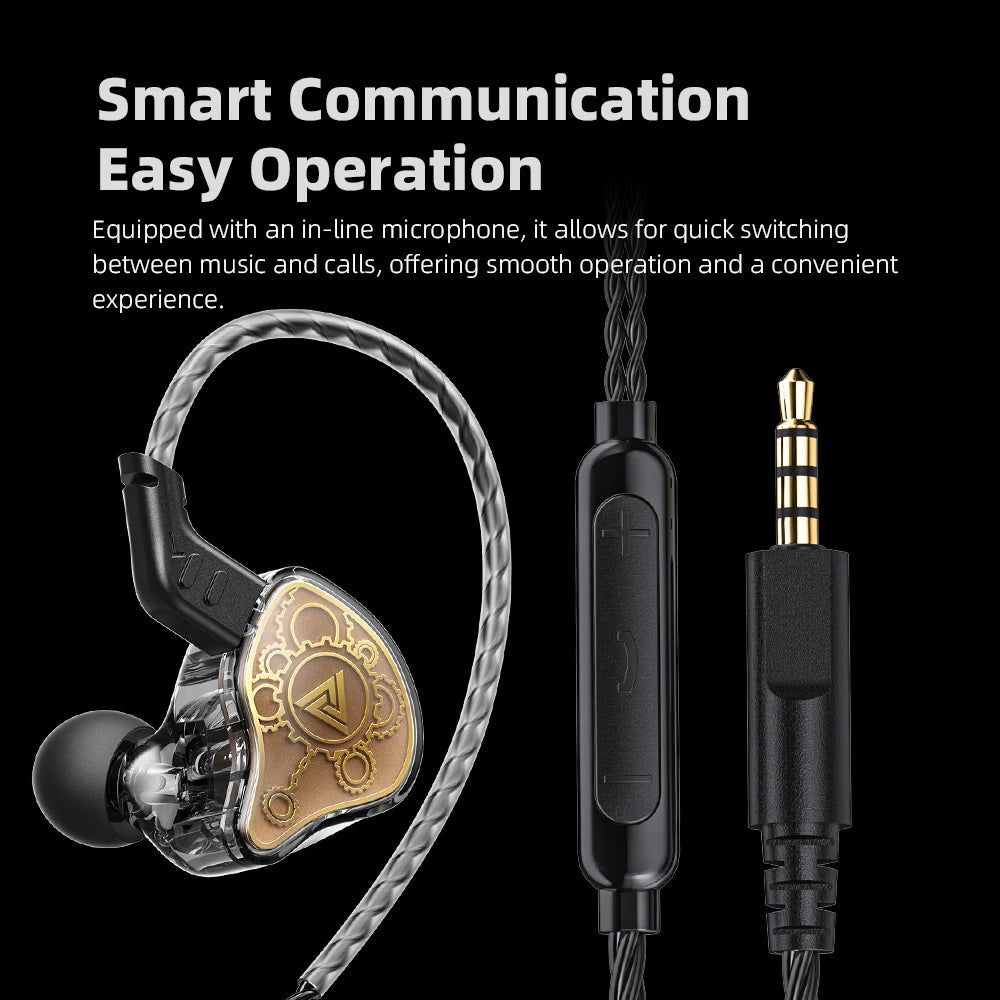 Original QKZ Hi7T In-ear Earphones Professional Dynamic Driver HiFi Acoustios Mointor Music Game Headset 3.5MM AUX With MIC Oasis Select
