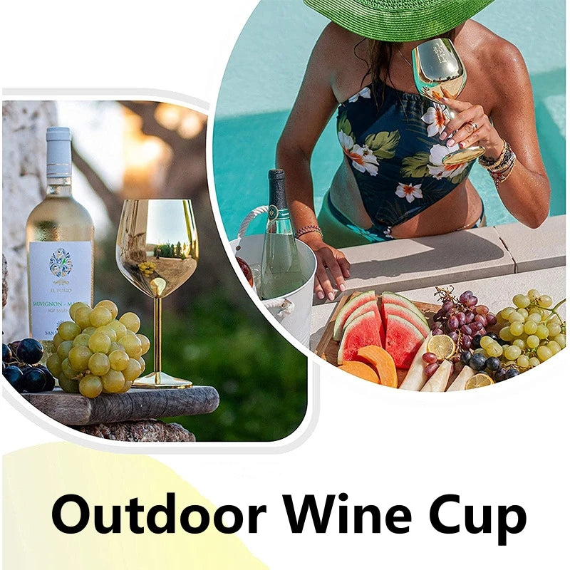 Cocktail Glass Nordic Stainless Steel Durable Tall Champagne Outdoor Metal Red Juice Wine Creative Cup for Bar Party and Home Oasis Select