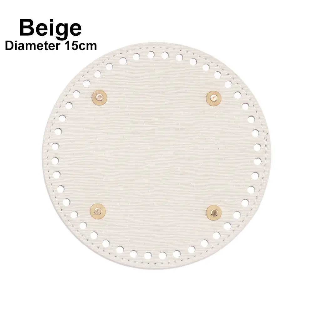 Material Crochet Bag With 52 holes DIY Bag Accessories for Knitted Bag PU leather Long Bag Bottom Oasis Select beige-Diameter 15CM