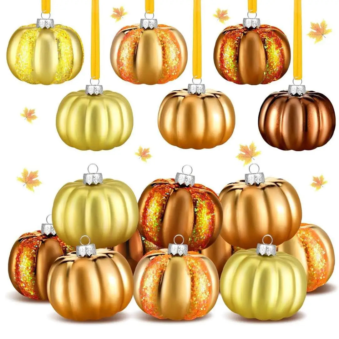 12pcs Halloween Hanging Ornaments Thanksgiving Pumpkin Ball Hanging Pendants DIY Christmas Tree Decoration Home Party Decors Oasis Select