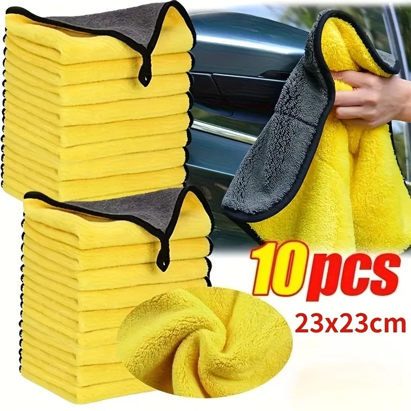 10PCS Thick Car Wash Cloth, Strong Water Absorption, Double-sided Wiping Cloth Towel, Used for Car Washing and Beauty Oasis Select