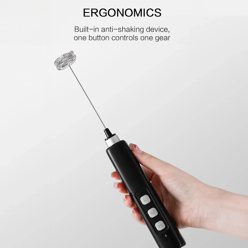 Handheld USB Rechargeable Mixer - Mini Electric Milk Frother with 3 Speeds, Whisking & Baking Aid, Multi-functional Attachments Oasis Select