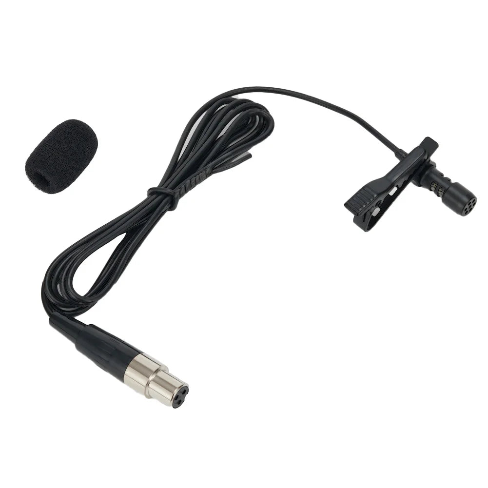 3.5mm Black Lavalier Lapel Microphone Miniature Broadcast Quality For Wireless System With A Metal Clip And A Windscreen Oasis Select