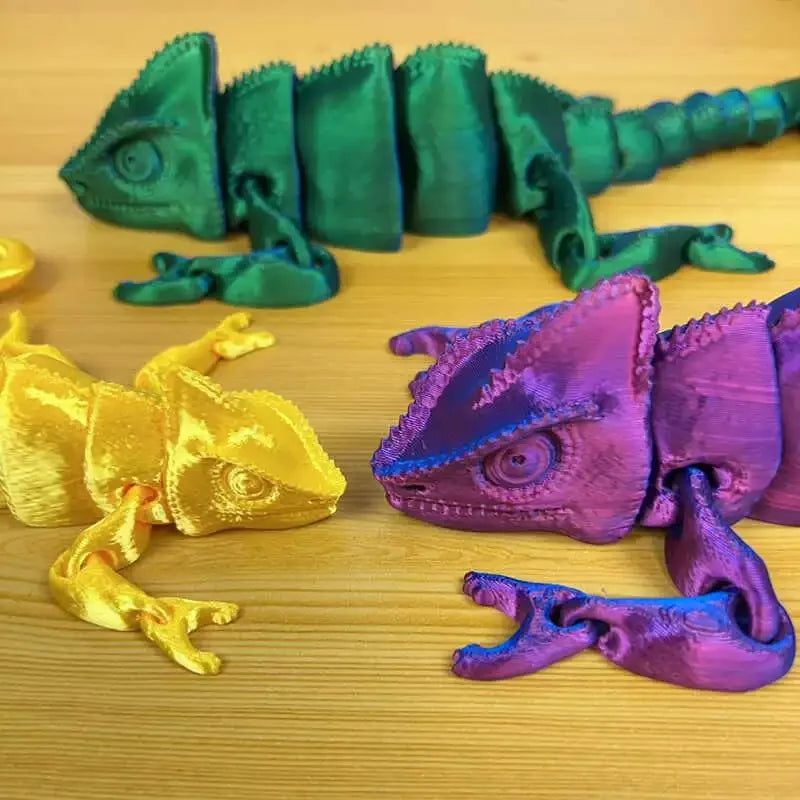 3D Printing Chameleon Figures Multi-joint Movable Animal Toys Miniatures for Home Accessories Kids Gift Living Room Decoration Oasis Select