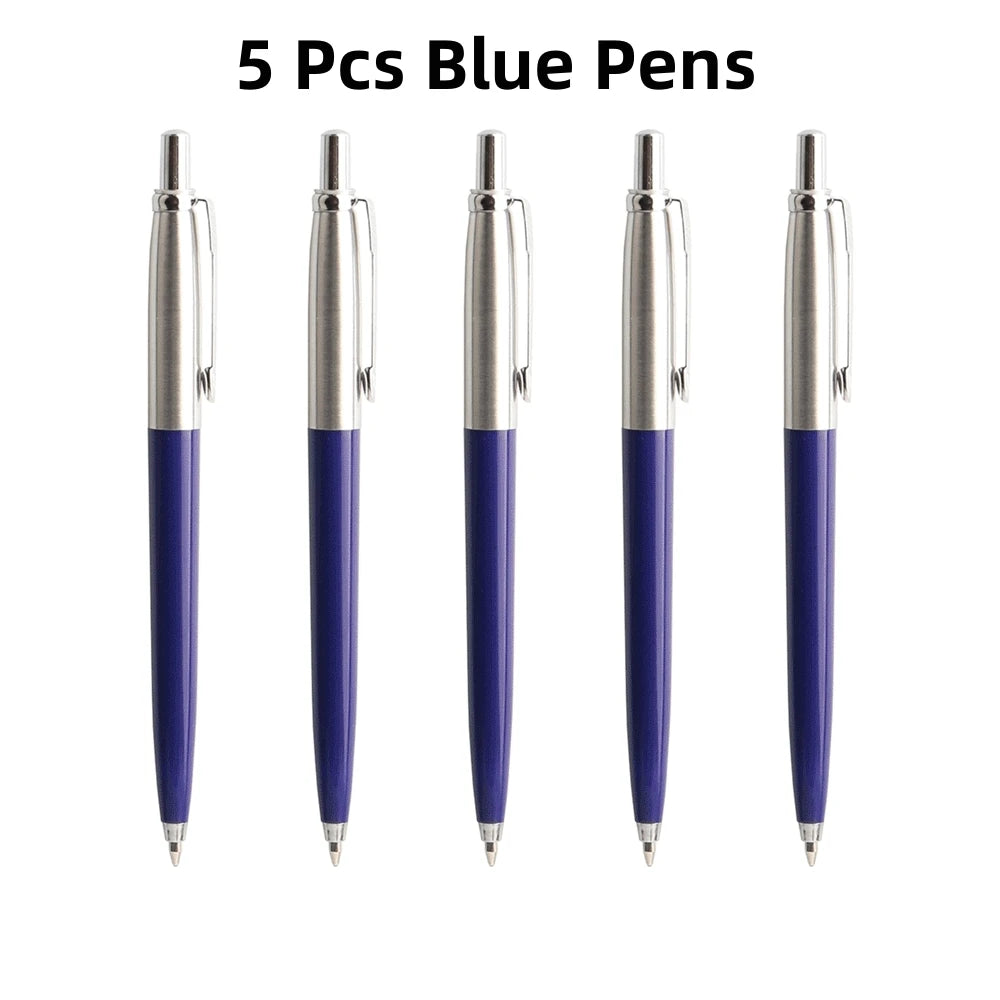 5Pcs Metal Ballpoint Pens Set,G2 Refill Blue Ink Automatic Pens, Promotional Writing Pens for School Office Stationery Metal Pen Oasis Select 5 Pcs Blue Pens