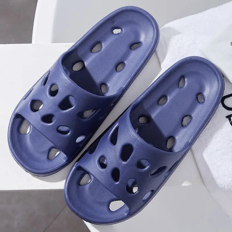 Summer Shower Slippers for Men Women Non Slip Indoor Soft Cushion Hollow Breathable Quick Dry Quiet Home Bathroom Sandals Oasis Select ONE SIZE Blue-40