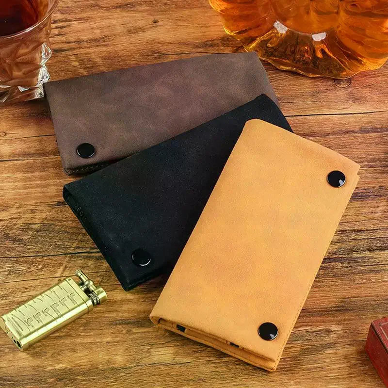 Frosted Leather Hand Cigarette Bag Foldable Storage Bag Handmade Tobacco Lighter Pouch Multifunctional Tobacco Moisturizing Bag Oasis Select