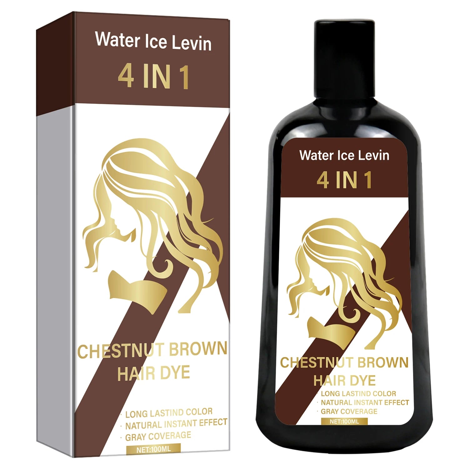 4-in-1 Chestnut Brown Hair Dye Shampoo – Instant Gray Coverage Hair Dye Shampoo Oasis Select Nourishing