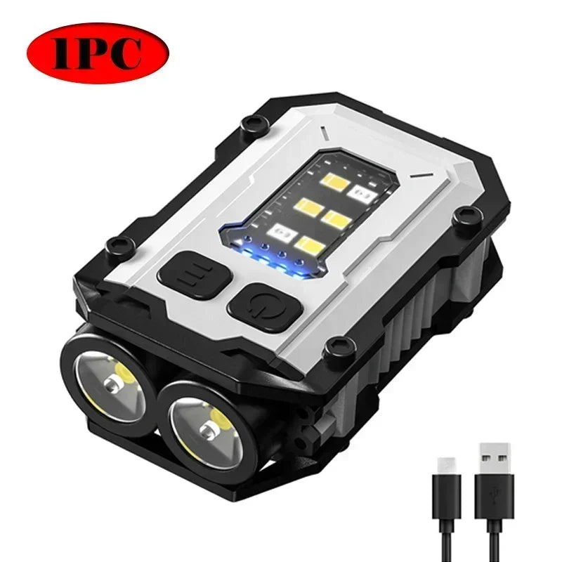 COB LED Pocket Flashlight 8 Modes Magnetic Clip Type-C USB