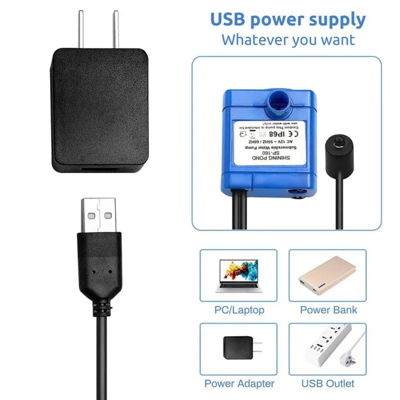 Pet USB Water Pump LED Light Pet Cat Water Fountain Motor Accessories Replacement for Cat Flowers Drinking Bowl Water Dispenser Oasis Select