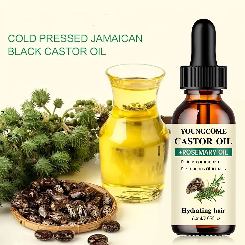 Mix Castor Oil and Rosemary Oil for Hair Growth Enhances hair thickness and Shine, Reduce Hair Loss and Split Ends Hair Care Oil Oasis Select