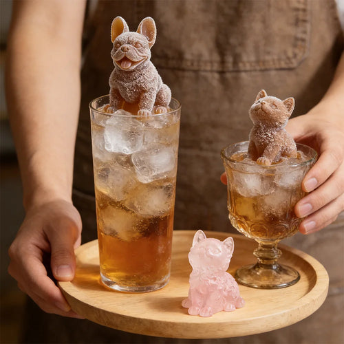 3D French Bulldog Silicone Ice Cube Mold Animal Shaped Candy Chocolate Soap Mold Cute Dog for Coffee Whiskey Cocktails Oasis Select