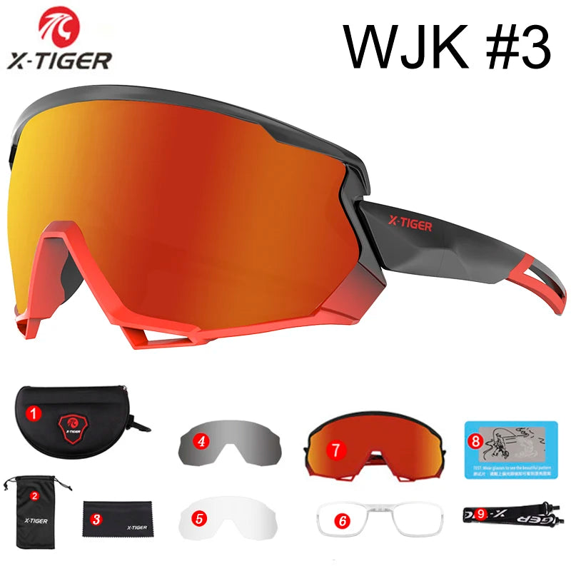 X-TIGER Bike Polarized Sports Sunglasses with 5 Interchangeable Lenses for Mens Womens Baseball Running Fishing Cycling Eyewear Oasis Select X-YJ-WJK03-3