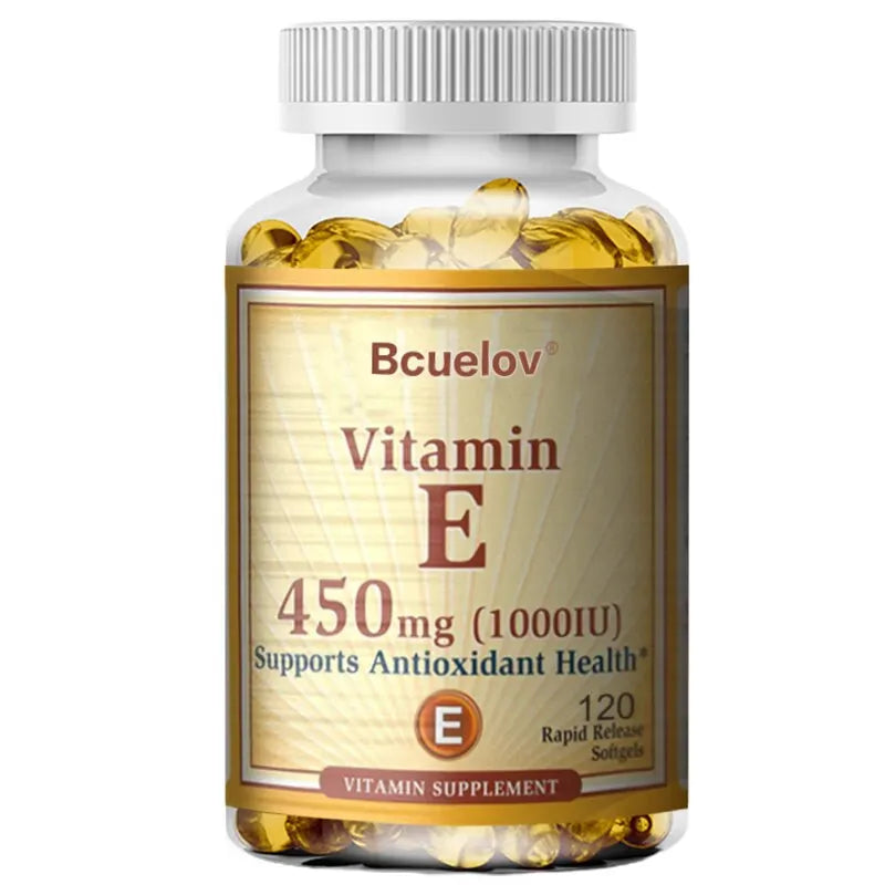 Bcuelov Vitamin E 1000 IU 450mg - for skin, hair, circulatory health, immune system support - antioxidant supplement Oasis Select 120 count-1 bottle