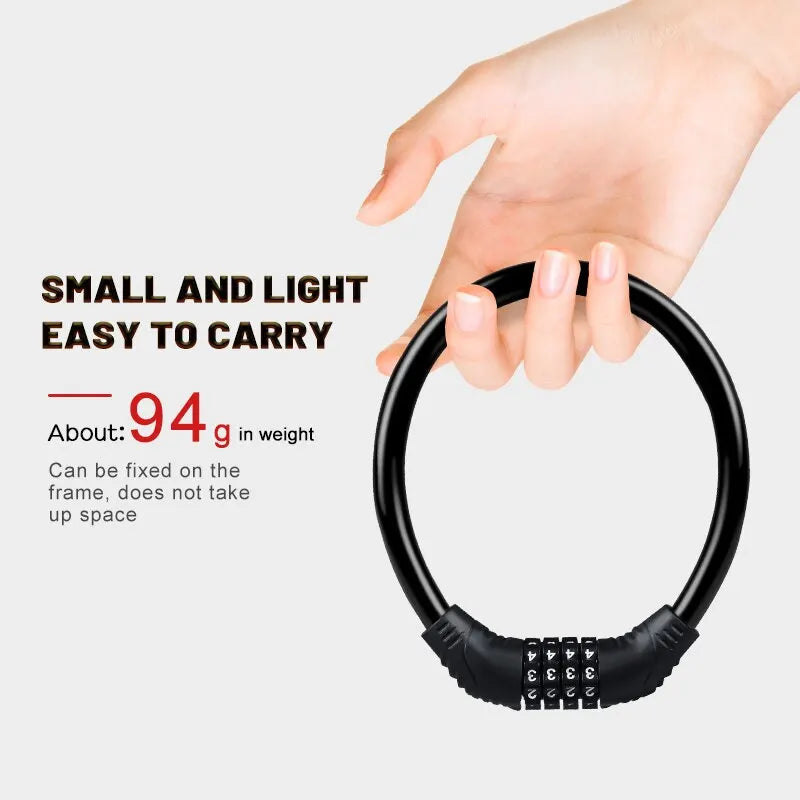 Bike Lock Mountain Bike Portable Security 4-digit Code Bike Lock for Bicycle Motorcycle Scooter Oasis Select