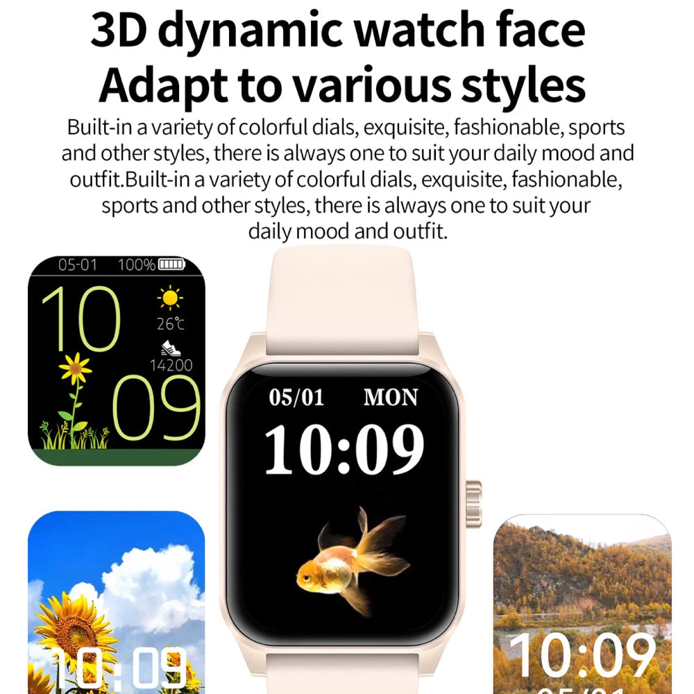 Women Smart Watch Blue Tooth Call Calendar Men Lady 3D Dynamic Dial Smartwath Sports Modes Heart Rate Health Watches Waterproof Oasis Select